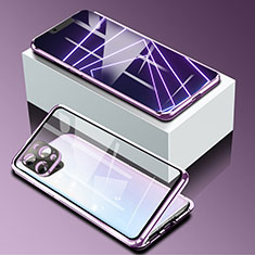 Funda Bumper Lujo Marco de Aluminio Espejo 360 Grados Carcasa para Apple iPhone 13 Pro Morado