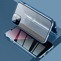 Funda Bumper Lujo Marco de Aluminio Espejo 360 Grados Carcasa para Apple iPhone 14 Azul