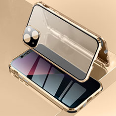 Funda Bumper Lujo Marco de Aluminio Espejo 360 Grados Carcasa para Apple iPhone 14 Oro