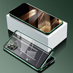 Funda Bumper Lujo Marco de Aluminio Espejo 360 Grados Carcasa para Apple iPhone 14 Pro Max Verde