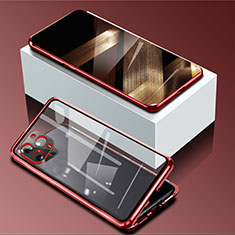 Funda Bumper Lujo Marco de Aluminio Espejo 360 Grados Carcasa para Apple iPhone 15 Pro Max Rojo