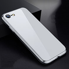 Funda Bumper Lujo Marco de Aluminio Espejo 360 Grados Carcasa para Apple iPhone 7 Blanco