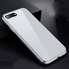 Funda Bumper Lujo Marco de Aluminio Espejo 360 Grados Carcasa para Apple iPhone 8 Plus Blanco