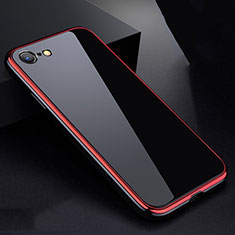 Funda Bumper Lujo Marco de Aluminio Espejo 360 Grados Carcasa para Apple iPhone SE (2020) Rojo y Negro