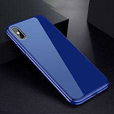 Funda Bumper Lujo Marco de Aluminio Espejo 360 Grados Carcasa para Apple iPhone X Azul