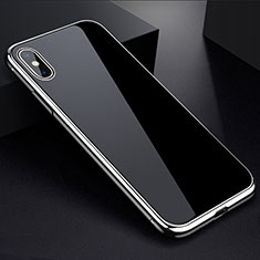 Funda Bumper Lujo Marco de Aluminio Espejo 360 Grados Carcasa para Apple iPhone X Plata