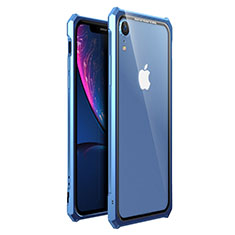 Funda Bumper Lujo Marco de Aluminio Espejo 360 Grados Carcasa para Apple iPhone XR Azul