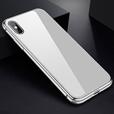 Funda Bumper Lujo Marco de Aluminio Espejo 360 Grados Carcasa para Apple iPhone Xs Blanco