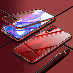 Funda Bumper Lujo Marco de Aluminio Espejo 360 Grados Carcasa para Huawei Enjoy 10 Rojo