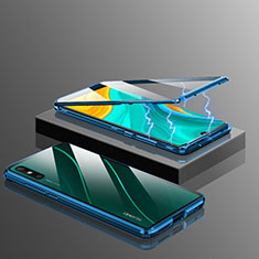 Funda Bumper Lujo Marco de Aluminio Espejo 360 Grados Carcasa para Huawei Enjoy 10e Azul