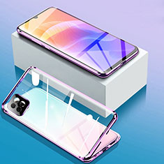 Funda Bumper Lujo Marco de Aluminio Espejo 360 Grados Carcasa para Huawei Enjoy 20 5G Morado