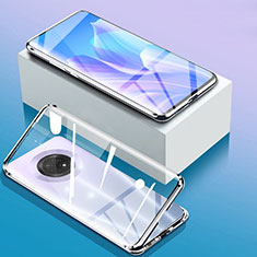 Funda Bumper Lujo Marco de Aluminio Espejo 360 Grados Carcasa para Huawei Enjoy 20 Plus 5G Plata
