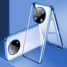 Funda Bumper Lujo Marco de Aluminio Espejo 360 Grados Carcasa para Huawei Enjoy 50 Pro Azul