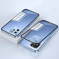Funda Bumper Lujo Marco de Aluminio Espejo 360 Grados Carcasa para Huawei Enjoy 50z Azul