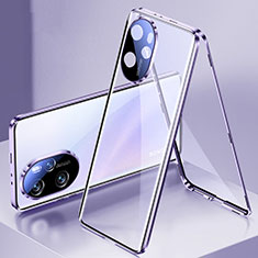 Funda Bumper Lujo Marco de Aluminio Espejo 360 Grados Carcasa para Huawei Honor 100 Pro 5G Morado