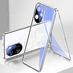 Funda Bumper Lujo Marco de Aluminio Espejo 360 Grados Carcasa para Huawei Honor 100 Pro 5G Plata
