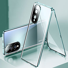 Funda Bumper Lujo Marco de Aluminio Espejo 360 Grados Carcasa para Huawei Honor 70 5G Verde