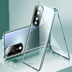 Funda Bumper Lujo Marco de Aluminio Espejo 360 Grados Carcasa para Huawei Honor 70 Pro 5G Verde