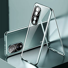 Funda Bumper Lujo Marco de Aluminio Espejo 360 Grados Carcasa para Huawei Honor 90 5G Verde