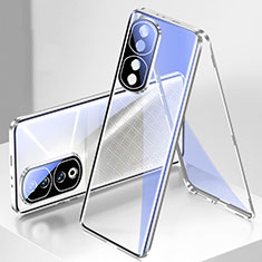 Funda Bumper Lujo Marco de Aluminio Espejo 360 Grados Carcasa para Huawei Honor 90 Pro 5G Plata