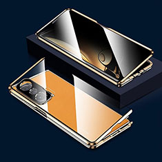 Funda Bumper Lujo Marco de Aluminio Espejo 360 Grados Carcasa para Huawei Honor Magic V 5G Oro