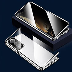 Funda Bumper Lujo Marco de Aluminio Espejo 360 Grados Carcasa para Huawei Honor Magic V 5G Plata