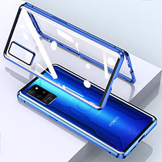 Funda Bumper Lujo Marco de Aluminio Espejo 360 Grados Carcasa para Huawei Honor Play4 Pro 5G Azul