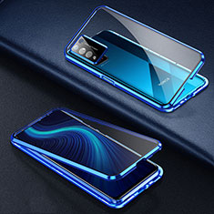Funda Bumper Lujo Marco de Aluminio Espejo 360 Grados Carcasa para Huawei Honor X10 5G Azul