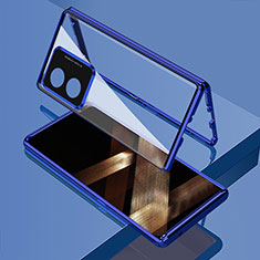 Funda Bumper Lujo Marco de Aluminio Espejo 360 Grados Carcasa para Huawei Honor X5 Plus Azul