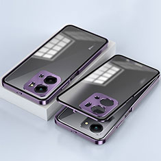 Funda Bumper Lujo Marco de Aluminio Espejo 360 Grados Carcasa para Huawei Honor X7a Morado