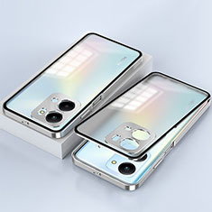 Funda Bumper Lujo Marco de Aluminio Espejo 360 Grados Carcasa para Huawei Honor X7a Plata