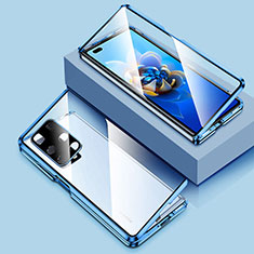 Funda Bumper Lujo Marco de Aluminio Espejo 360 Grados Carcasa para Huawei Mate X2 Azul