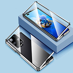 Funda Bumper Lujo Marco de Aluminio Espejo 360 Grados Carcasa para Huawei Mate X2 Plata