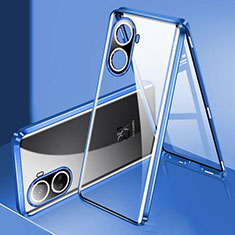 Funda Bumper Lujo Marco de Aluminio Espejo 360 Grados Carcasa para Huawei Nova 10 SE Azul