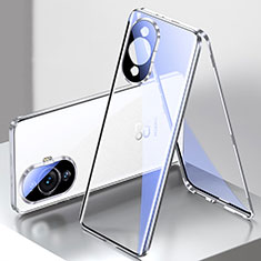 Funda Bumper Lujo Marco de Aluminio Espejo 360 Grados Carcasa para Huawei Nova 11 Plata
