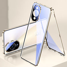Funda Bumper Lujo Marco de Aluminio Espejo 360 Grados Carcasa para Huawei Nova 11 Pro Oro
