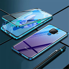 Funda Bumper Lujo Marco de Aluminio Espejo 360 Grados Carcasa para Huawei Nova 5i Pro Azul