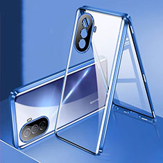 Funda Bumper Lujo Marco de Aluminio Espejo 360 Grados Carcasa para Huawei Nova Y70 Azul