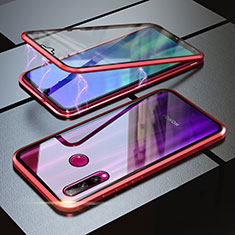 Funda Bumper Lujo Marco de Aluminio Espejo 360 Grados Carcasa para Huawei P Smart+ Plus (2019) Rojo