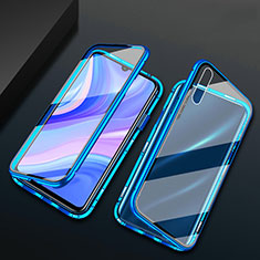 Funda Bumper Lujo Marco de Aluminio Espejo 360 Grados Carcasa para Huawei P smart S Azul