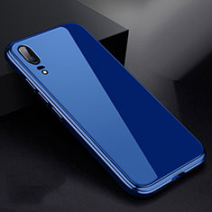 Funda Bumper Lujo Marco de Aluminio Espejo 360 Grados Carcasa para Huawei P20 Azul