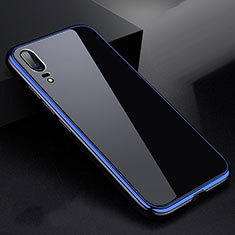 Funda Bumper Lujo Marco de Aluminio Espejo 360 Grados Carcasa para Huawei P20 Azul y Negro