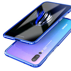 Funda Bumper Lujo Marco de Aluminio Espejo 360 Grados Carcasa para Huawei P20 Pro Azul