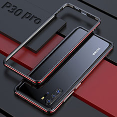 Funda Bumper Lujo Marco de Aluminio Espejo 360 Grados Carcasa para Huawei P30 Pro New Edition Rojo y Negro