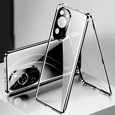 Funda Bumper Lujo Marco de Aluminio Espejo 360 Grados Carcasa para Huawei P60 Art Negro