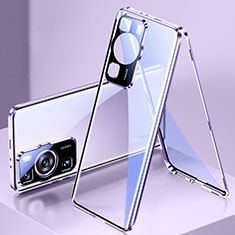 Funda Bumper Lujo Marco de Aluminio Espejo 360 Grados Carcasa para Huawei P60 Morado