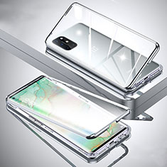 Funda Bumper Lujo Marco de Aluminio Espejo 360 Grados Carcasa para OnePlus 8T 5G Plata