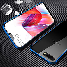 Funda Bumper Lujo Marco de Aluminio Espejo 360 Grados Carcasa para Oppo A12e Azul