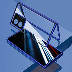 Funda Bumper Lujo Marco de Aluminio Espejo 360 Grados Carcasa para Oppo A18 Azul