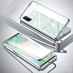 Funda Bumper Lujo Marco de Aluminio Espejo 360 Grados Carcasa para Oppo A33 Plata